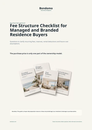 Cover of the Bondomo Fee Structure Checklist PDF guide